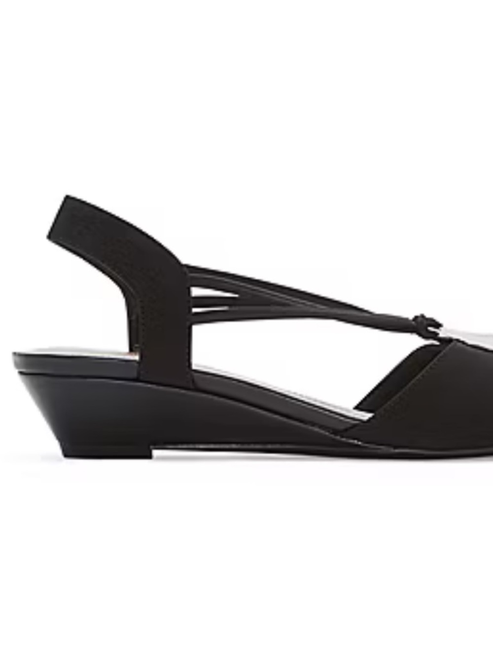 East 5th Ravena Wedge Black Open-Toe Slingback Sandal Silver Accent Y2K 7 - Picture 2 of 9